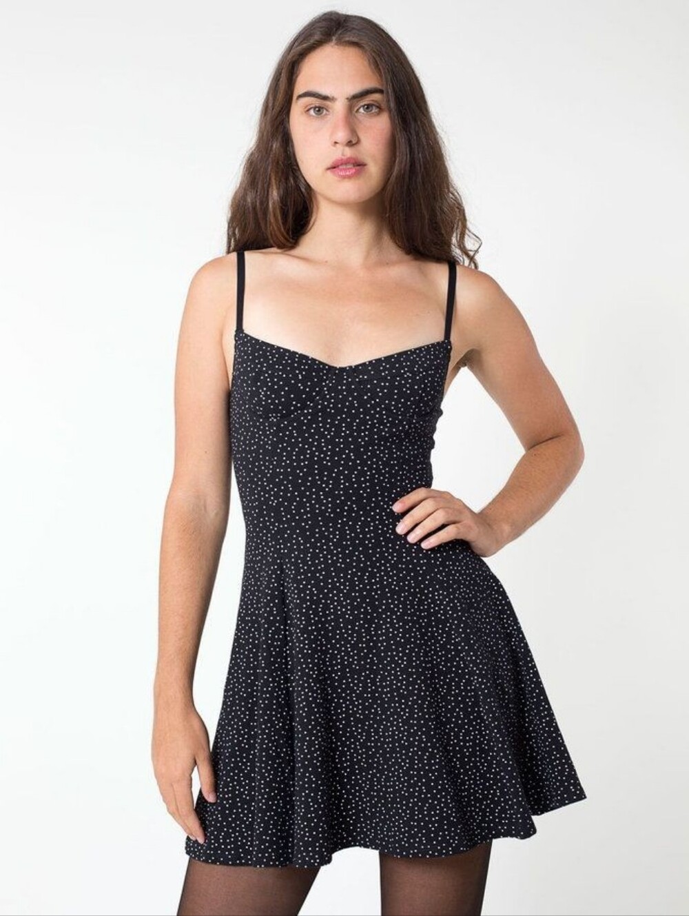 American Apparel Vintage Black Polka Dot Skater Mini Dress M Pin Up Rockabilly